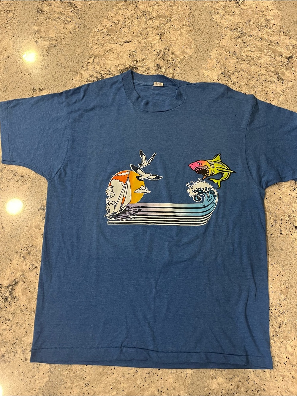 Vintage 80s Blue Beach Tee